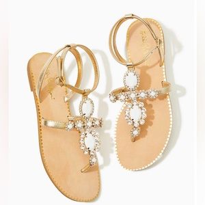 Lilly Pulitzer Katie Embellished Sandal - Resort White - Size 6.5M